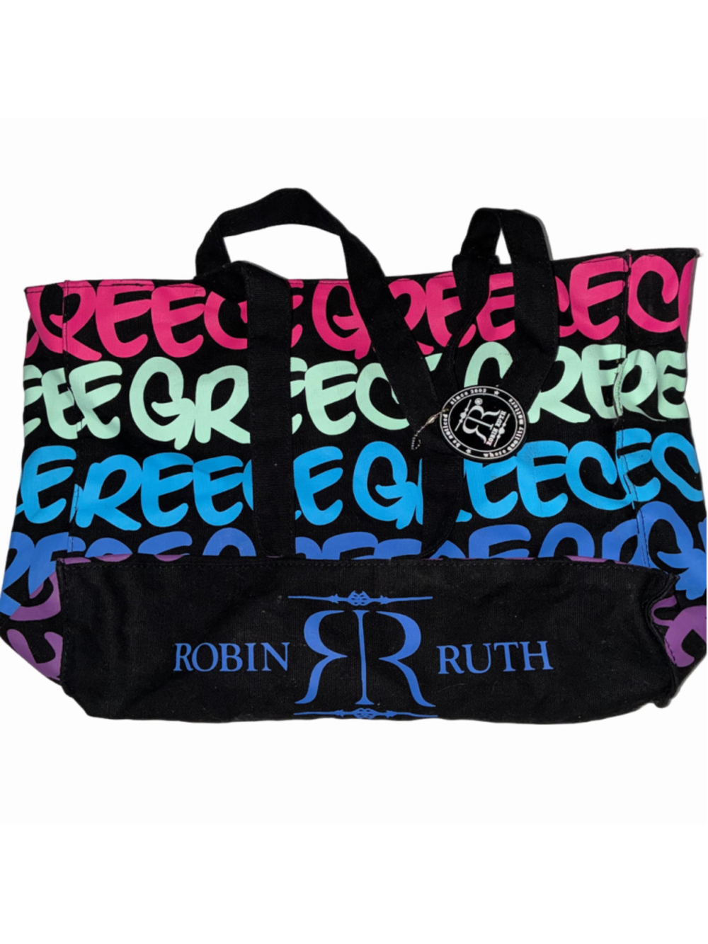 Women's Robin Ruth Greece Graffiti Art Tote Bag Medium Black Multi-color